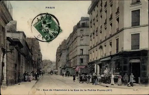 Ak Paris XI, Rue de Charonne, Rue de la Petite Pierre