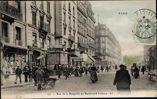 Ak Paris XI, Rue de la Roquette au Boulevard Voltaire