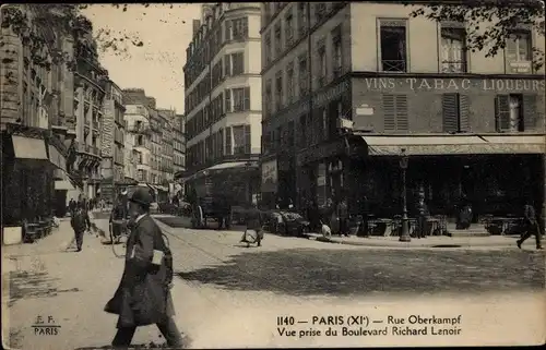 Ak Paris XI, Rue Oberkampf, Boulevard Richard Lenoir
