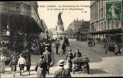 Ak Paris XI, Faubourg du Temple, Place de la Republique