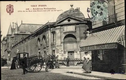Ak Paris III., Rue des Archives, Nationalarchiv