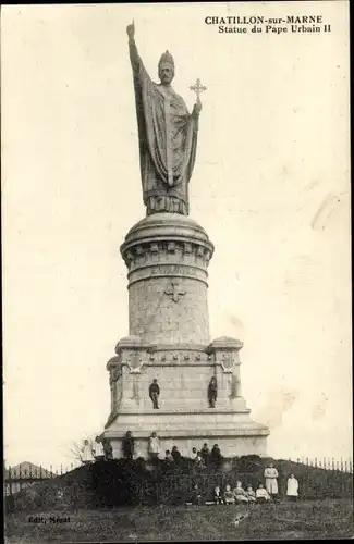 Ak Chatillon sur Marne, Statue Papst Urbain II