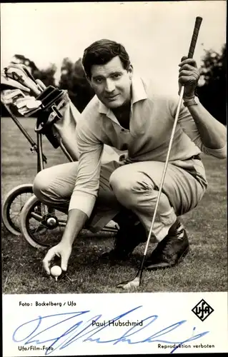 Ak Schauspieler Paul Hubschmid, Golfspiel, Autogramm