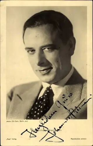 Ak Schauspieler Johannes Riemann, Portrait, Autogramm