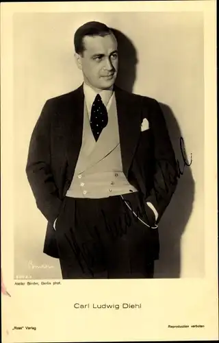 Ak Schauspieler Karl Ludwig Diehl, Portrait, Autogramm