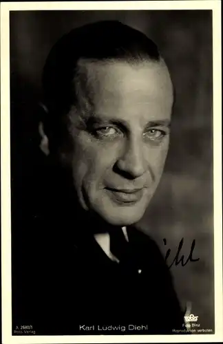 Ak Schauspieler Karl Ludwig Diehl, Portrait, Ross Verlag A 2680/1, Autogramm