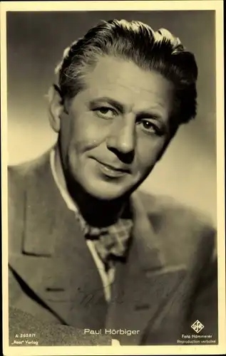 Ak Schauspieler Paul Hörbiger, Portrait, Ross Verlag A 2028/1, Autogramm