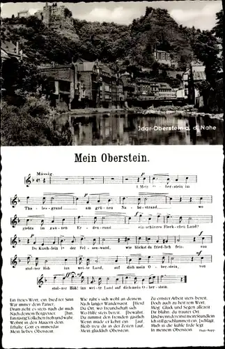 Ak Idar Oberstein an der Nahe, Teilansicht, Lied Mein Oberstein