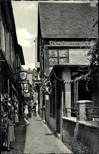 Ak Rüdesheim am Rhein, Drosselgasse, Lindenwirt