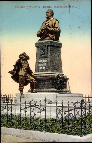 Ak Bad Säckingen Rhein, Trompeter mit Scheffeldenkmal