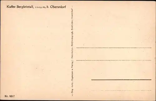 Ak Oberstdorf im Oberallgäu, Kaffee Bergkristall