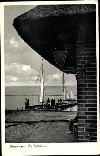 Ak Lembruch am Dümmersee, am Bootshaus, Segelboote