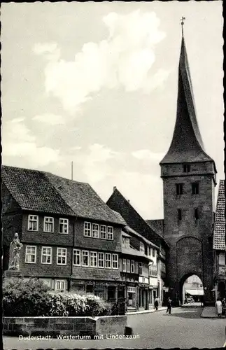 Ak Duderstadt Eichsfeld Niedersachsen, Westerturm mit Lindenzaun