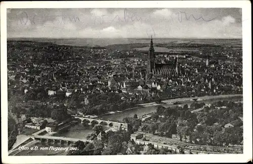 Ak Ulm an der Donau, Luftaufnahme, Münster