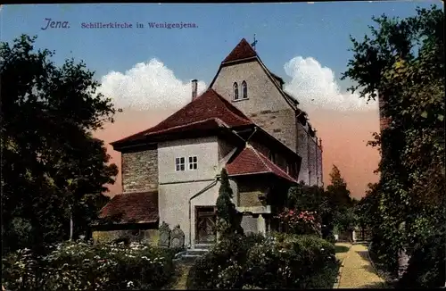 Ak Wenigenjena Jena Thüringen, Schillerkirche, Garten