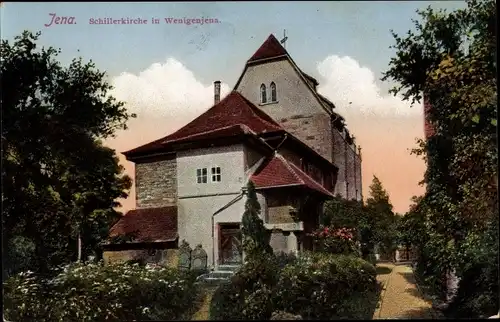 Ak Wenigenjena Jena Thüringen, Schillerkirche, Garten