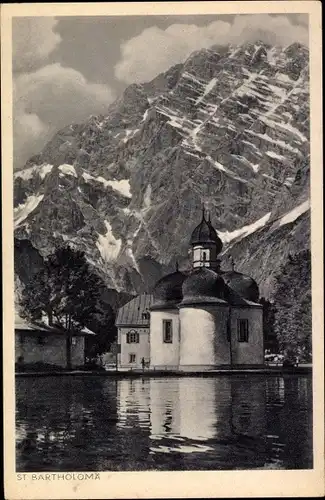 Ak Sankt Bartholomä Schönau am Königssee, Wallfahrtskirche, Watzmann-Ostwand