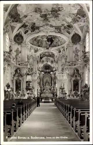 Ak Birnau Uhldingen Mühlhofen am Bodensee, Zisterzenser-Propstei, Kirche, Innenansicht