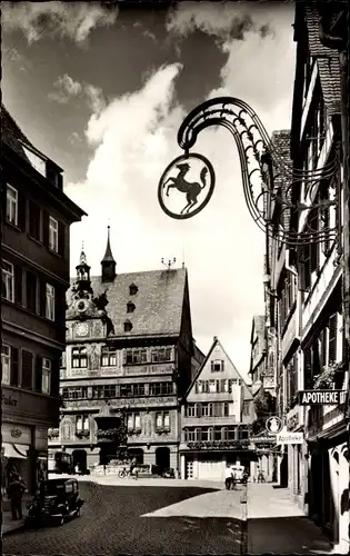 Ak Tübingen am Neckar, Marktplatz, Rathaus, Apotheke