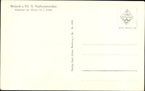 Ak Breisach am Oberrhein, St. Stephansmünster, Hochaltar