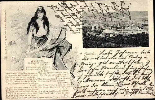 Ak Hameln an der Weser Niedersachsen, Weserlied, Totalansicht