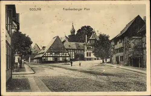 Ak Goslar in Niedersachsen, Frankenberger Plan, Kirchturm, Fachwerkhäuser