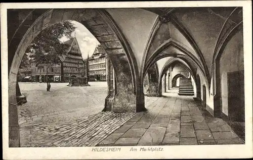 Ak Hildesheim, Marktplatz, Springbrunnen