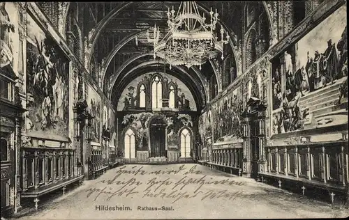Ak Hildesheim in Niedersachsen, Rathaus, Saal