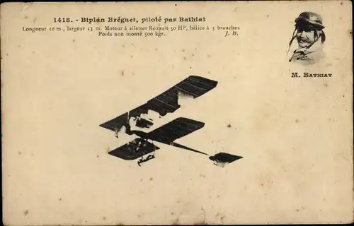 Ak Biplane Breguet, gesteuert von Bathiat