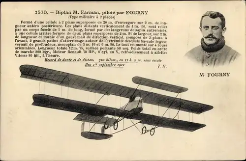 Ak-Doppeldecker Farman, gesteuert von Fourny