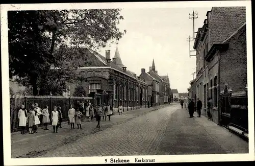 Ak Klein Sinaai Klein Sinay Stekene Ostflandern, Kerkstraat