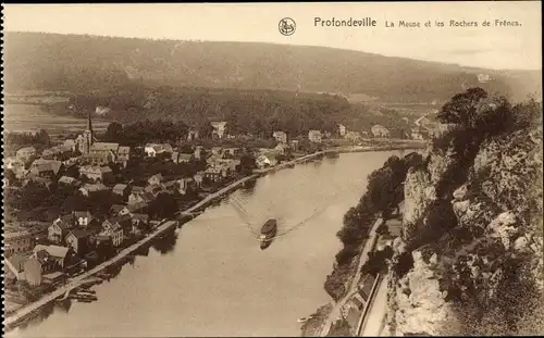 Ak Lustin Profondeville Wallonien Namur, Die Maas und die Rochers de Frenes