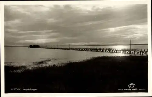 Ak Rättvik Schweden, Seebrücke, Abendstimmung