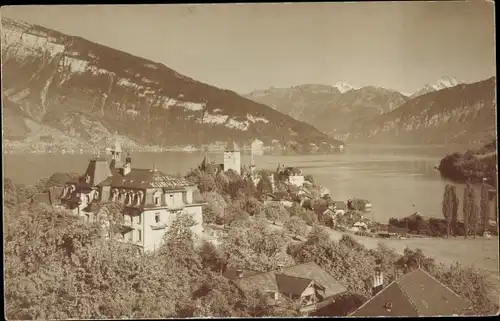 Ak Spiez am Thuner See Kanton Bern, Teilansicht, Seepanorama