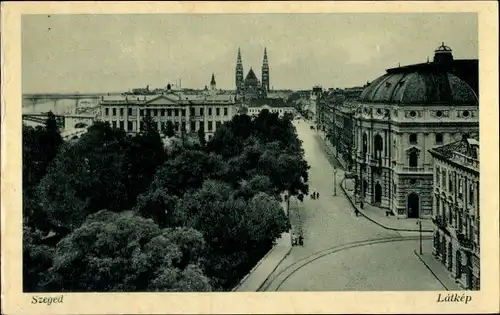 Ak Szeged Segedin Ungarn, Straßenpartie, Park, Amtsgebäude