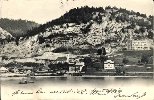 Ak Le Pont Kanton Waadt, Tempel, Grand Hotel