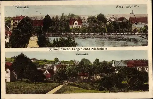 Ak Langenleuba Niederhain Thüringen, Totalansicht, Wald