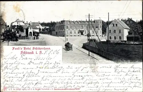 Ak Schöneck im Vogtland, Funk's Hotel Schützenhaus