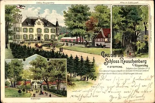Litho Bürrig Leverkusen im Rheinland, Schloss Reuschenberg, Schlosspark, Tor