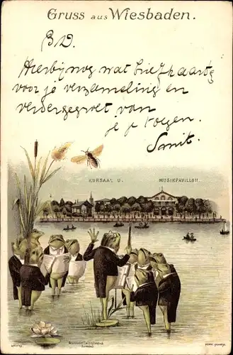 Litho Wiesbaden in Hessen, Kursaal, Musikpavillon, Froschchor