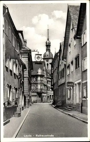 Ak Lauda Königshofen in Tauberfranken, Rathausstraße