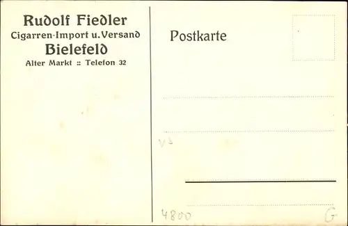 Ak Bielefeld, Zigarren-Import und Versand Geschäft Rudolf Fiedler, Alter Markt