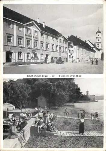 Ak Langenargen am Bodensee, Gasthof und Pension zum Engel, eigenes Strandbad