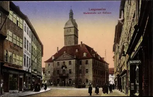 Ak Bad Langensalza in Thüringen, Marktstraße mit Rathaus