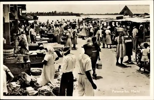 Ak Paramaribo Suriname, Marktleben