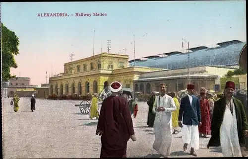 Ak Alexandria Ägypten, Bahnhof