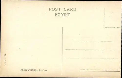 Ak Alexandria Ägypten, Bahnhof