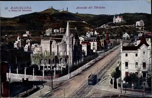 Ak Barcelona Katalonien Spanien, Avenida del Tibidabo