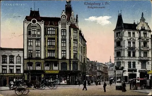 Ak Kaliningrad Königsberg Ostpreußen, Roßgärtermarkt, Geschäft, Inh. Fr. Aug. Michelau, A. Mendthal