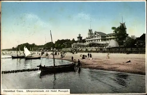 Ak Selenogradsk Cranz Ostpreußen, Uferpromenade, Hotel Monopol